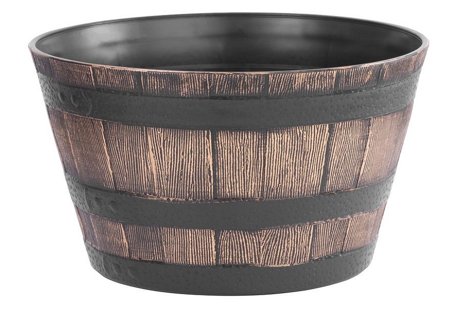 Virágcserép Woodeff 39x23 cm 256939, arany, fa hatás, hordó
