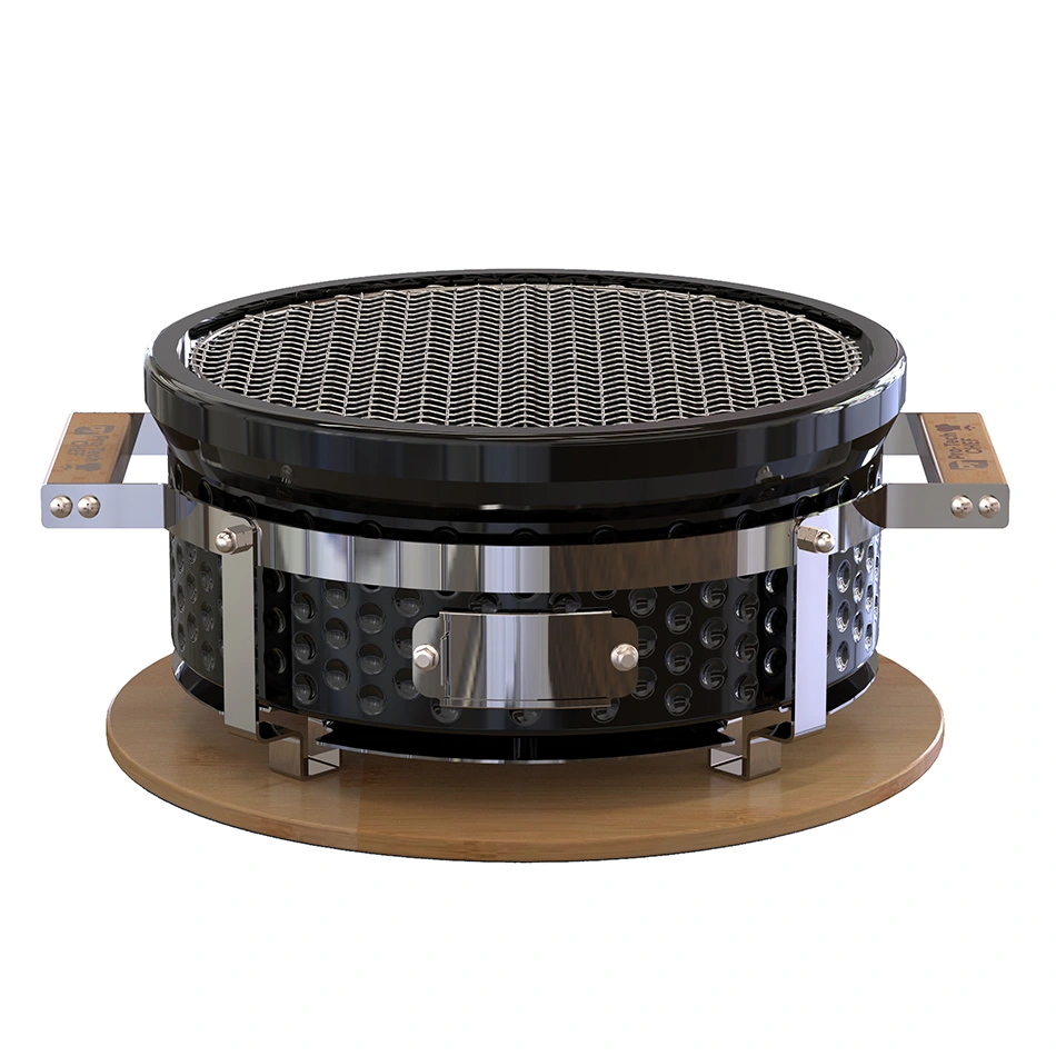 Hordozható japán Hibachi 13" grill, rács átmérője 27 cm, fekete