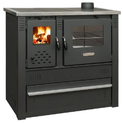 Szilárd tüzelésű tűzhely Pro PANONIA Steel, 10 kW, fekete,jobb oldali kimenet