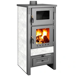 Kandalló kályha Pro TAURUS Ceramic, fehér, 12 kW, 120 mm, sütővel